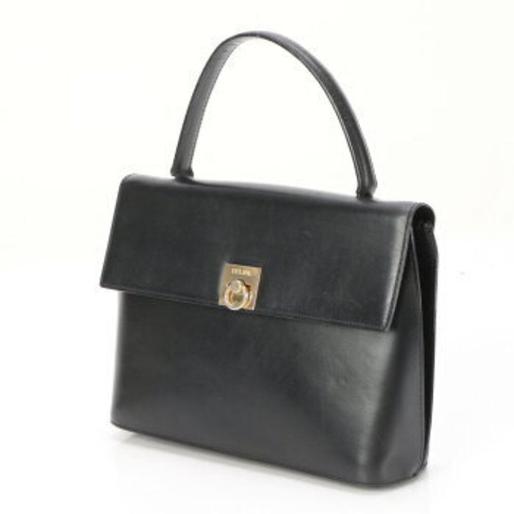 Celine top handle leather handbag tote shoulder bag black MME - Picture 2 of 14